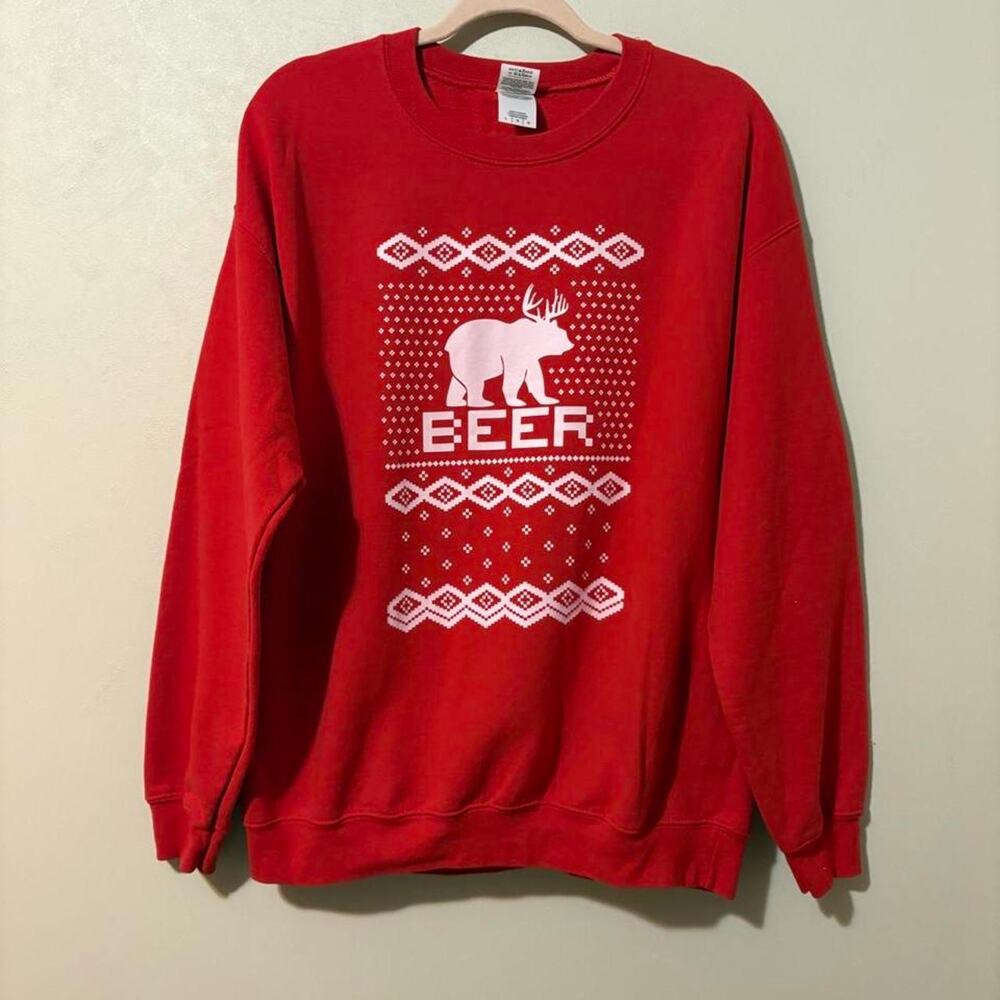 Christmas reindeer bear beer sweatshirt